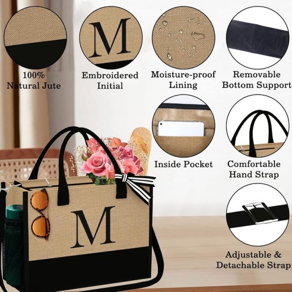 Personalized Jute Tote & Makeup Bag - Best Gifts For Women - Image 3
