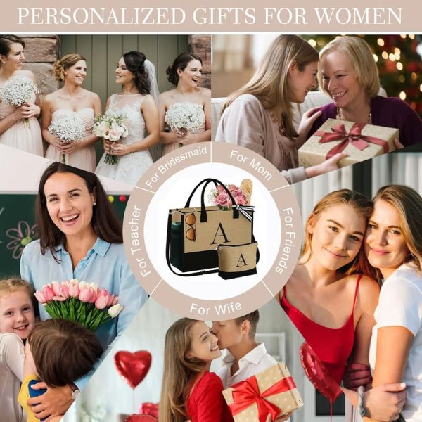 Personalized Jute Tote & Makeup Bag - Best Gifts For Women - Image 5