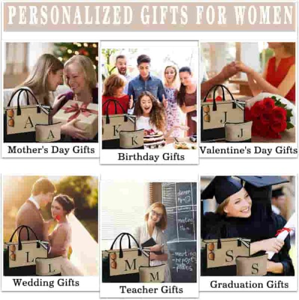 Personalized Jute Tote & Makeup Bag - Best Gifts For Women - Image 6