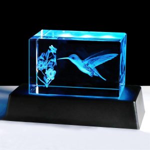 Best Laser Engraved 3d Crystal Hummingbird Gift