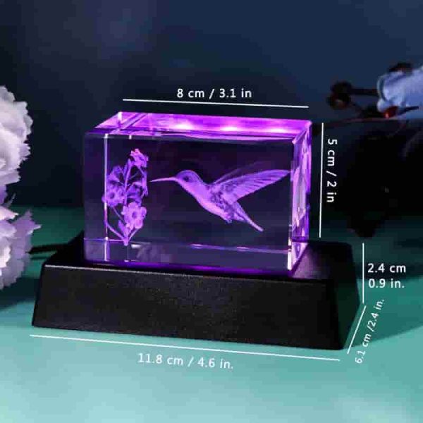 Best Laser Engraved 3d Crystal Hummingbird Gift - Image 2