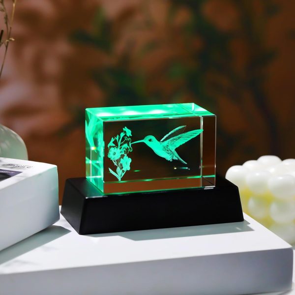 Best Laser Engraved 3d Crystal Hummingbird Gift - Image 3