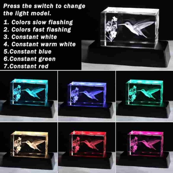 Best Laser Engraved 3d Crystal Hummingbird Gift - Image 4