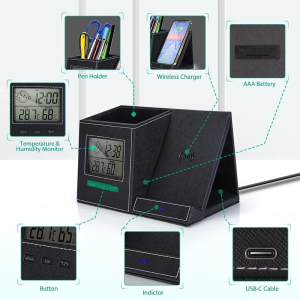 Best Desk Organizer With Wireless Charger & Thermometer - Image 3