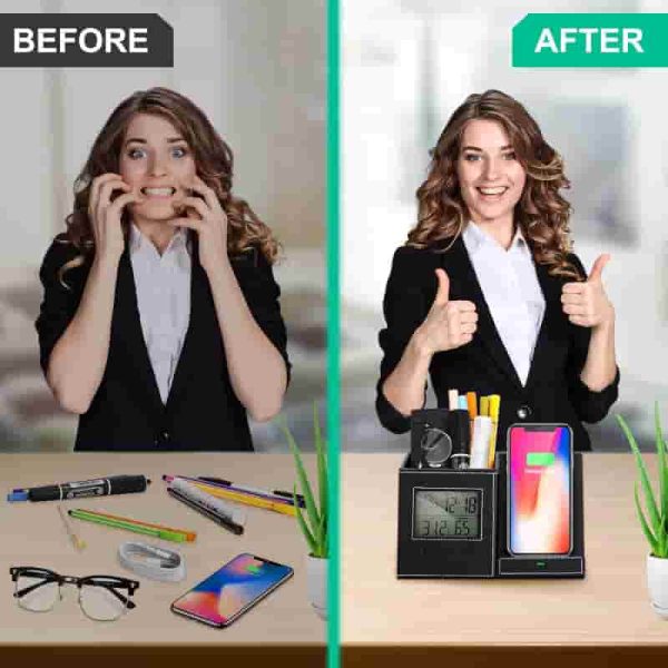Best Desk Organizer With Wireless Charger & Thermometer - Image 5