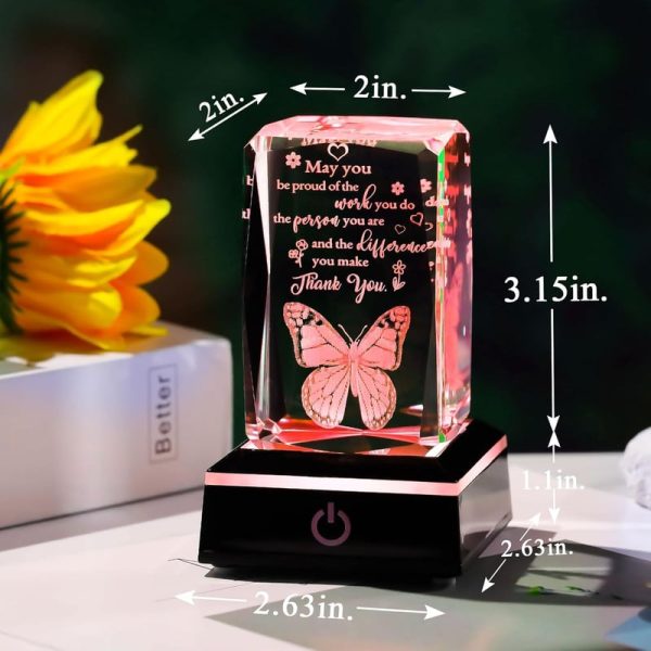 3d Crystal Butterfly Gift - Best Thank You Plaque With Led - Image 2