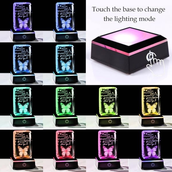 3d Crystal Butterfly Gift - Best Thank You Plaque With Led - Image 3