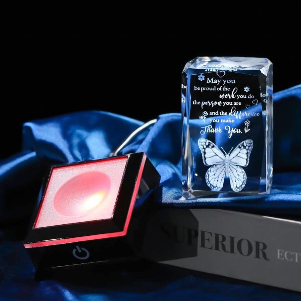 3d Crystal Butterfly Gift - Best Thank You Plaque With Led - Image 5