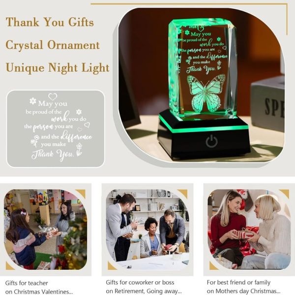 3d Crystal Butterfly Gift - Best Thank You Plaque With Led - Image 6