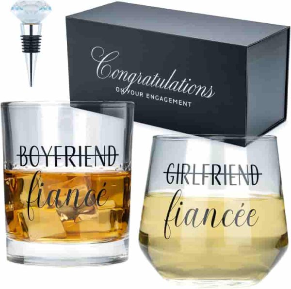 Best Engagement Gifts For Couples – Whiskey & Wine Glass Set