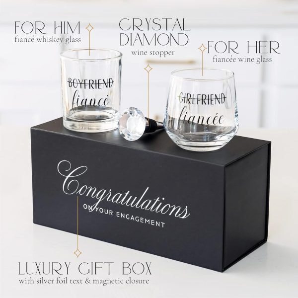 Best Engagement Gifts For Couples – Whiskey & Wine Glass Set - Image 3
