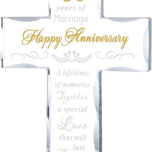Best 60th Anniversary Glass Cross Gift For Couples & Parents
