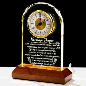 Elegant Glass Clock With Wooden Base - Wedding Gift 2025