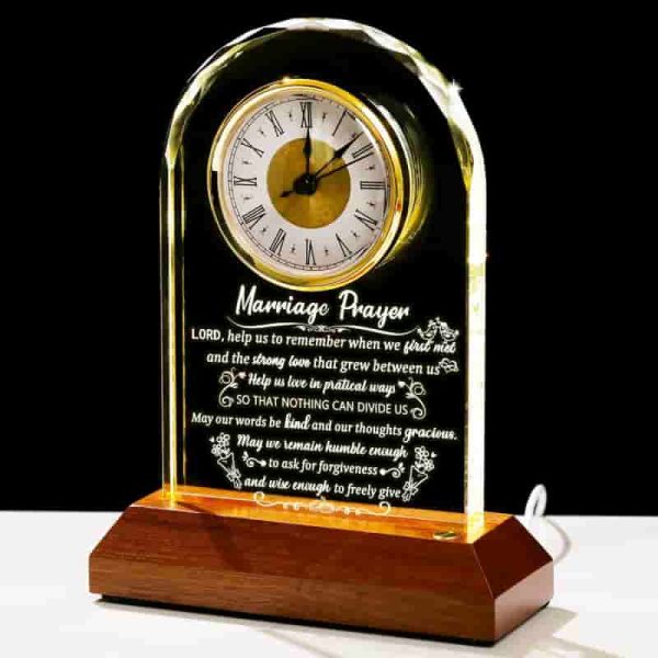 Elegant Glass Clock With Wooden Base - Wedding Gift 2025