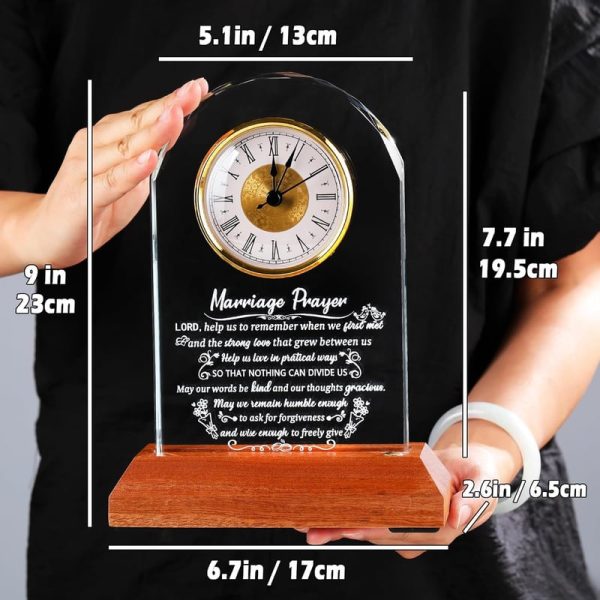 Elegant Glass Clock With Wooden Base - Wedding Gift 2025 - Image 2