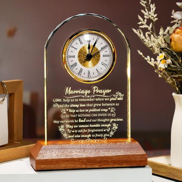 Elegant Glass Clock With Wooden Base - Wedding Gift 2025 - Image 3