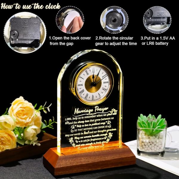 Elegant Glass Clock With Wooden Base - Wedding Gift 2025 - Image 4