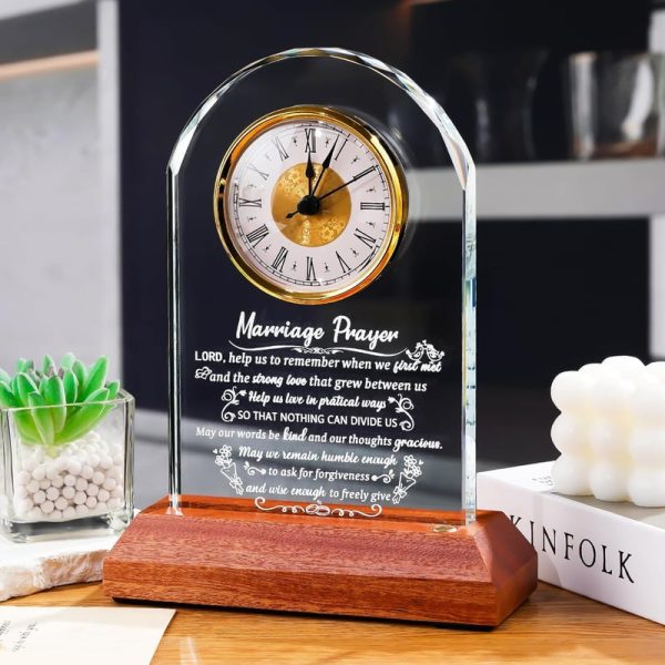 Elegant Glass Clock With Wooden Base - Wedding Gift 2025 - Image 5