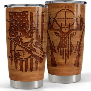 Best Hunting Tumbler 20oz For Men & Dad - Wood Style Gift