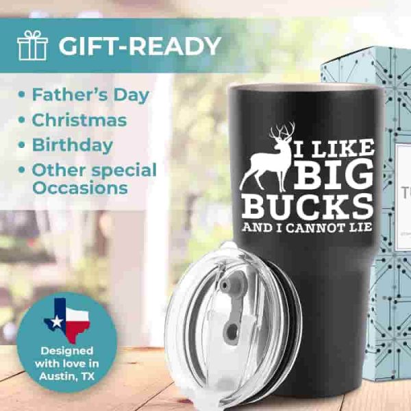 Funny Hunting Tumbler For Men - Big Bucks Gift Idea 30oz - Image 3