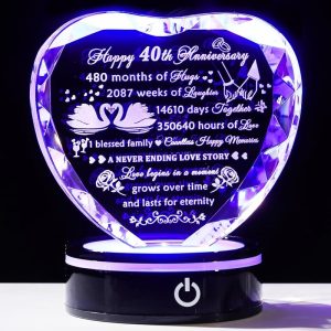 Best 40th Anniversary Crystal Heart Gifts For Couples