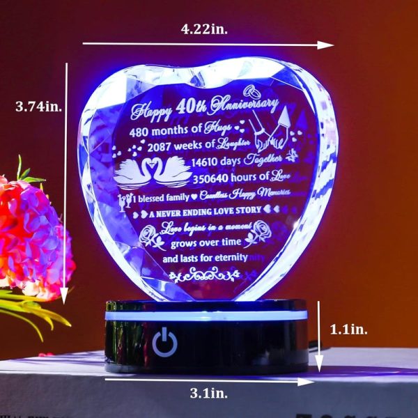 Best 40th Anniversary Crystal Heart Gifts For Couples - Image 2
