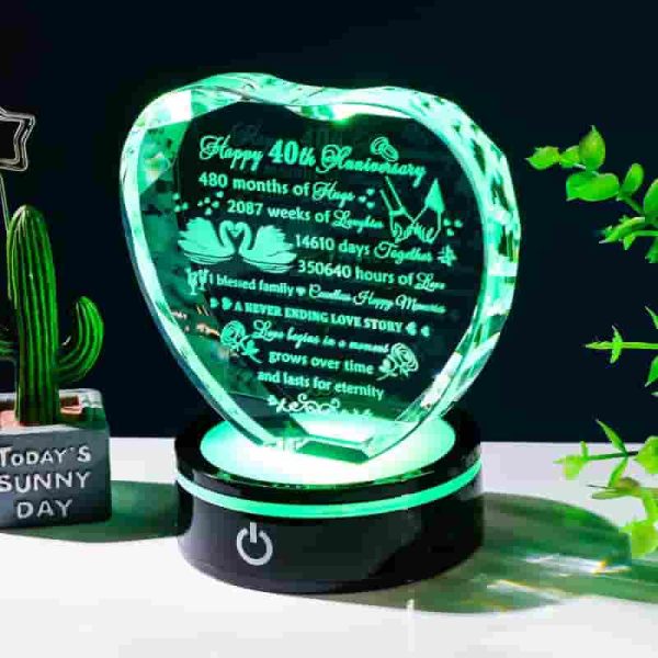 Best 40th Anniversary Crystal Heart Gifts For Couples - Image 3
