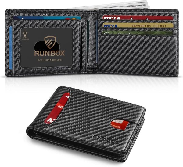 Runbox Slim Rfid Leather Wallet For Men - 11 Card Slots, Gift Box