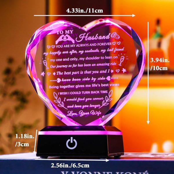 Best Led Crystal Heart Gift For Husband - Anniversary & Valentine's - Image 2