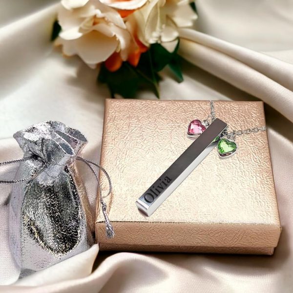 Best Personalized Birthstone Bar Necklace With Name - Image 2