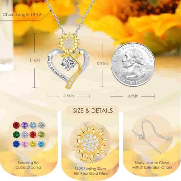 Best Sunflower Necklace For Women - Birthday Gift - Image 4