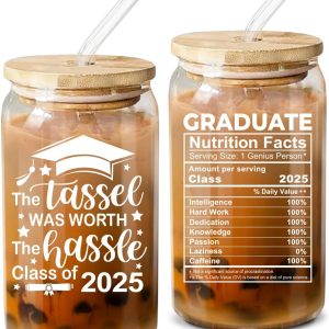 Best Class Of 2025 Graduation Gift For Her – Funny 16 Oz Coffee Glass