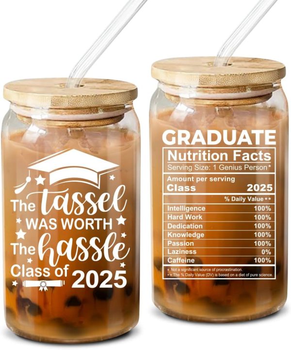 Best Class Of 2025 Graduation Gift For Her – Funny 16 Oz Coffee Glass