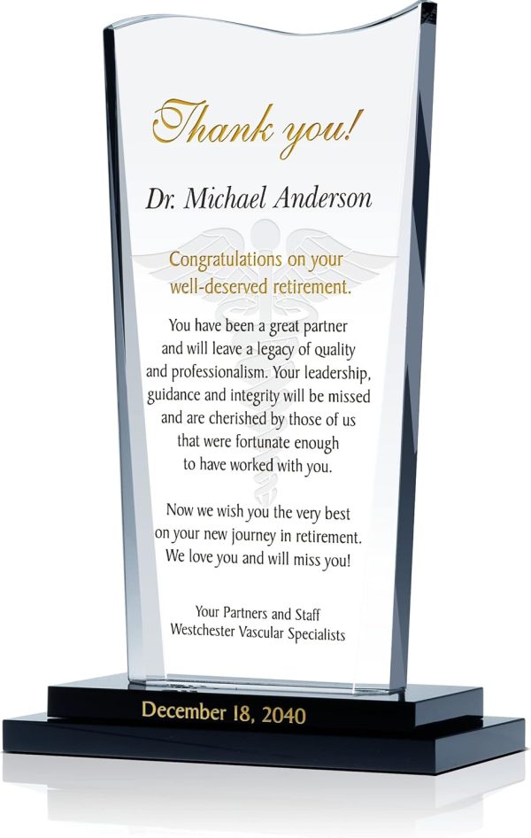 Best Personalized Crystal Retirement Plaque For Doctors