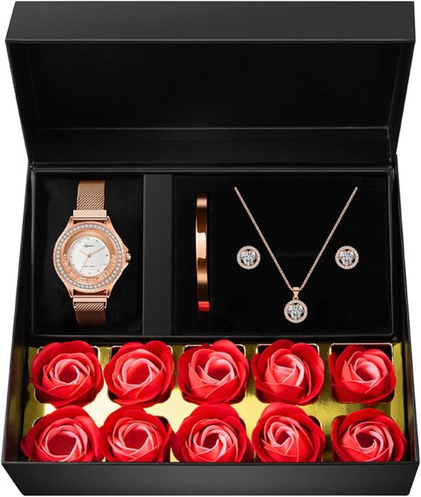 Best Rose Gold Watch & Jewelry Gift Set For Women