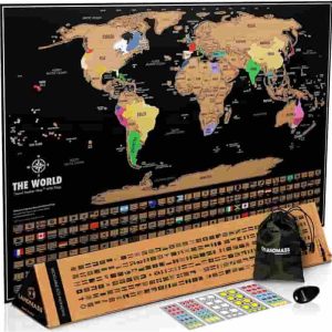 Landmass Scratch Off World Map - Best Travel Gift For Explorers