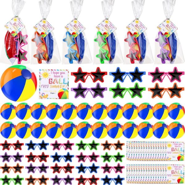 24 Set Neon Sunglasses And Beach Balls - End Of Year Student Gifts