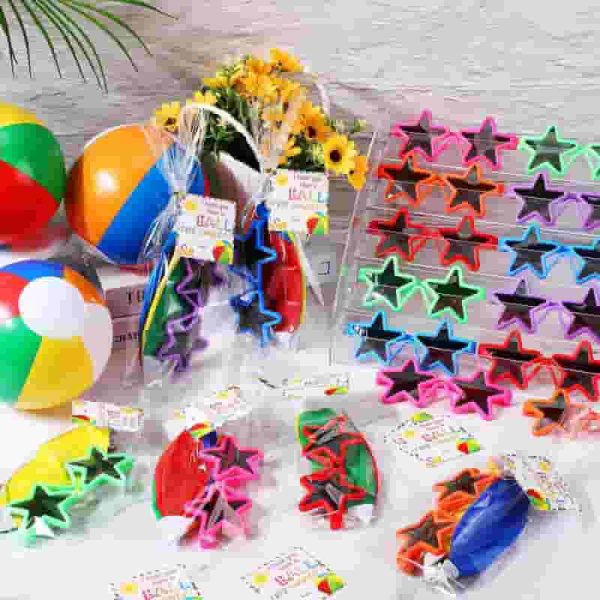 24 Set Neon Sunglasses And Beach Balls - End Of Year Student Gifts - Image 2