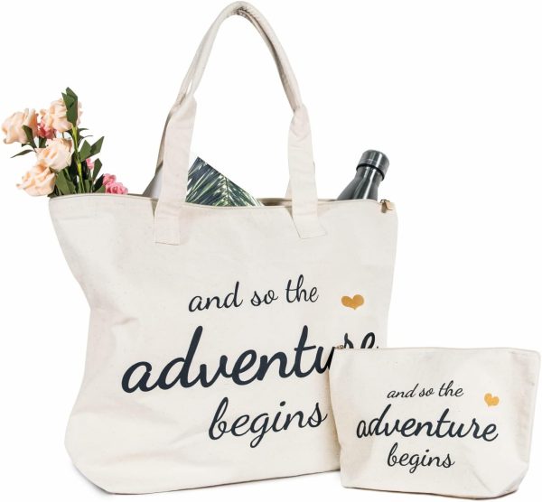 Best Bridal Canvas Tote Bag With Zipper - Ideal Wedding Gift