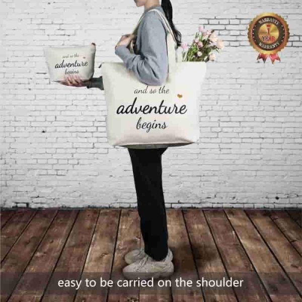 Best Bridal Canvas Tote Bag With Zipper - Ideal Wedding Gift - Image 2