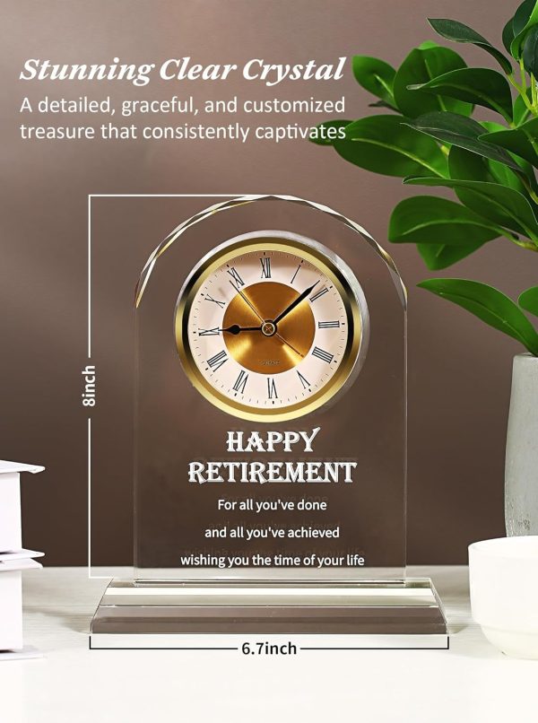 Best Crystal Retirement Clock Gift: Unique Farewell Plaque - Image 2