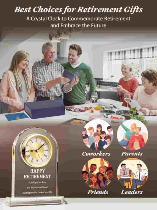 Best Crystal Retirement Clock Gift: Unique Farewell Plaque - Image 4