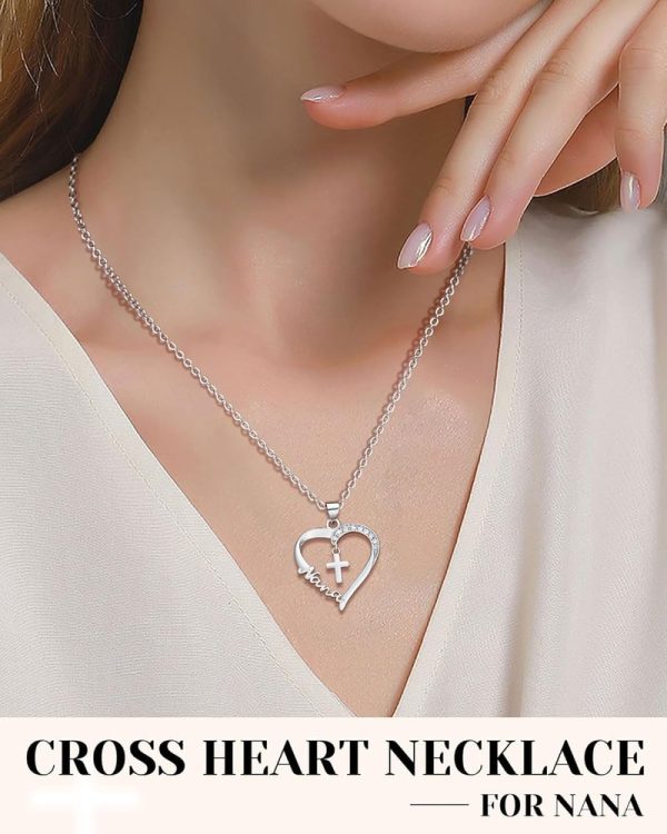 Best Heart Cross Necklace For Nana - Baptism & Easter Gift - Image 2