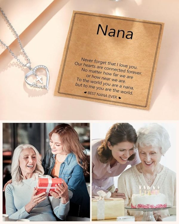 Best Heart Cross Necklace For Nana - Baptism & Easter Gift - Image 5