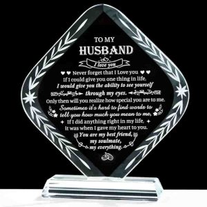 Best Crystal Engraving Plaque Gift For Husband - Anniversary & Birthday