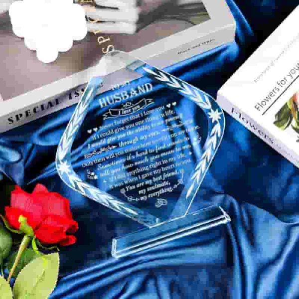 Best Crystal Engraving Plaque Gift For Husband - Anniversary & Birthday - Image 3