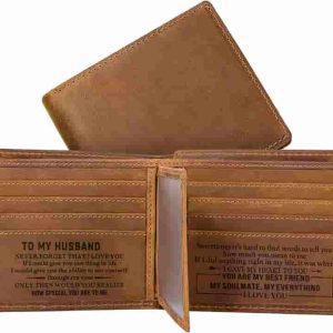 Engraved Leather Men's Wallet - Perfect Gift For Husband