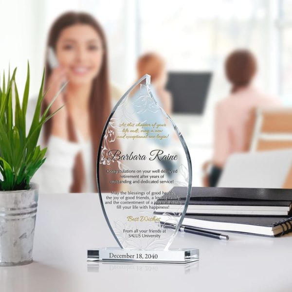 Best Personalized Crystal Flame Retirement Plaque For Women - Image 2