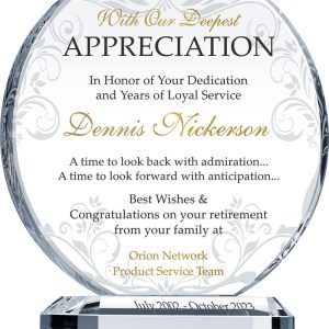 Best Personalized Crystal Retirement Gift Plaque For Employees