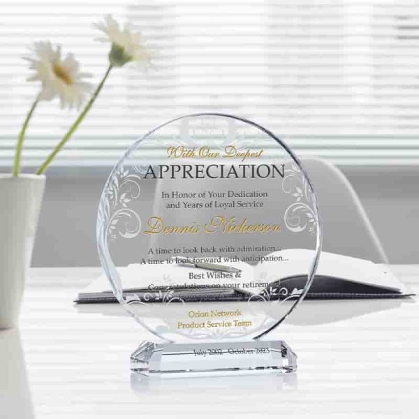 Best Personalized Crystal Retirement Gift Plaque For Employees - Image 2